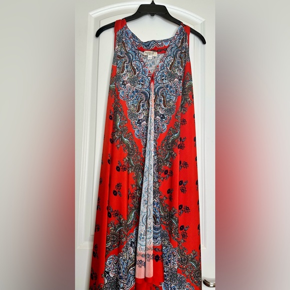 One World Boho Paisley Handkerchief Hem Tunic Top Red Multicolor Size 2X NWOT - Picture 3 of 11